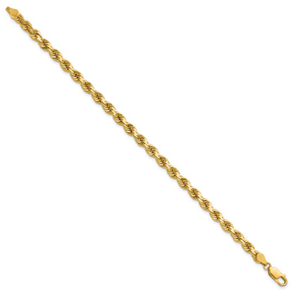 14k Yellow Gold 7 inch 4.5mm Diamond-cut Rope with Lobster Clasp Chain