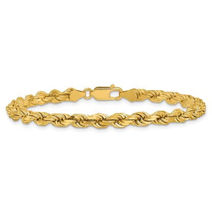 14k Yellow Gold 7 inch 4.5mm Diamond-cut Rope with Lobster Clasp Chain