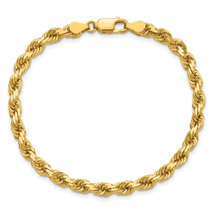 14k Yellow Gold 7 inch 4.5mm Diamond-cut Rope with Lobster Clasp Chain