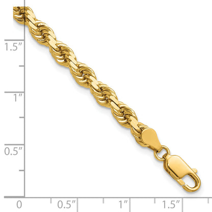 14k Yellow Gold 7 inch 4.5mm Diamond-cut Rope with Lobster Clasp Chain