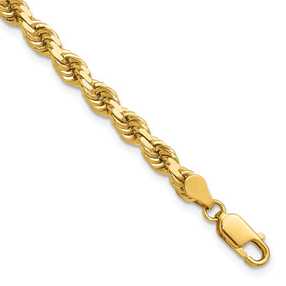 14k Yellow Gold 7 inch 4.5mm Diamond-cut Rope with Lobster Clasp Chain