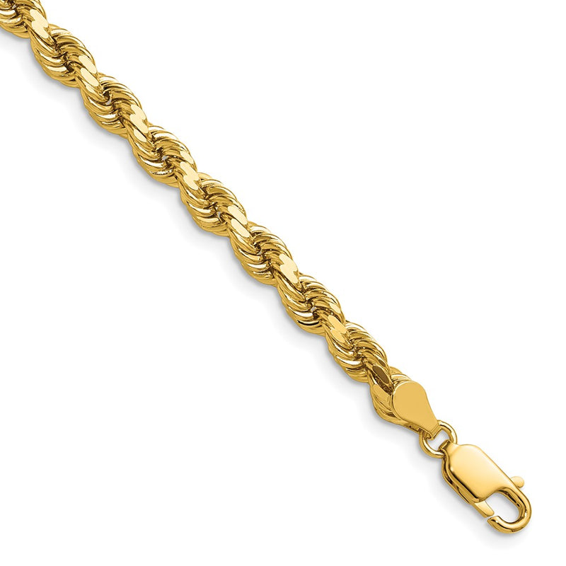 14k Yellow Gold 4.5mm Diamond-cut Rope with Lobster Clasp Chain Necklace