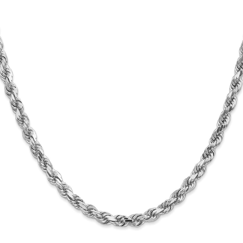 14k White Gold 4.5mm Diamond-cut Rope with Lobster Clasp Chain Necklace
