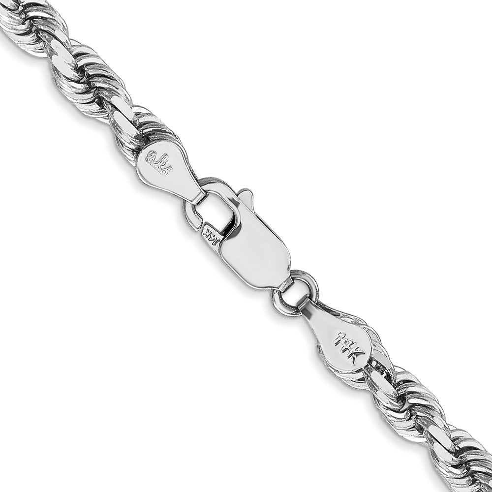 14k White Gold 4.5mm Diamond-cut Rope with Lobster Clasp Chain Necklace