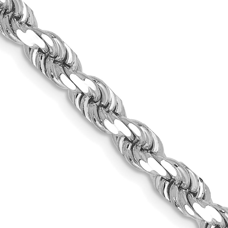 14k White Gold 4.5mm Diamond-cut Rope with Lobster Clasp Chain Necklace