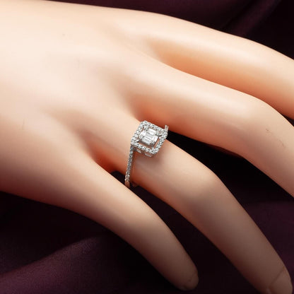 14K White Gold Love Baguette Diamond Ring