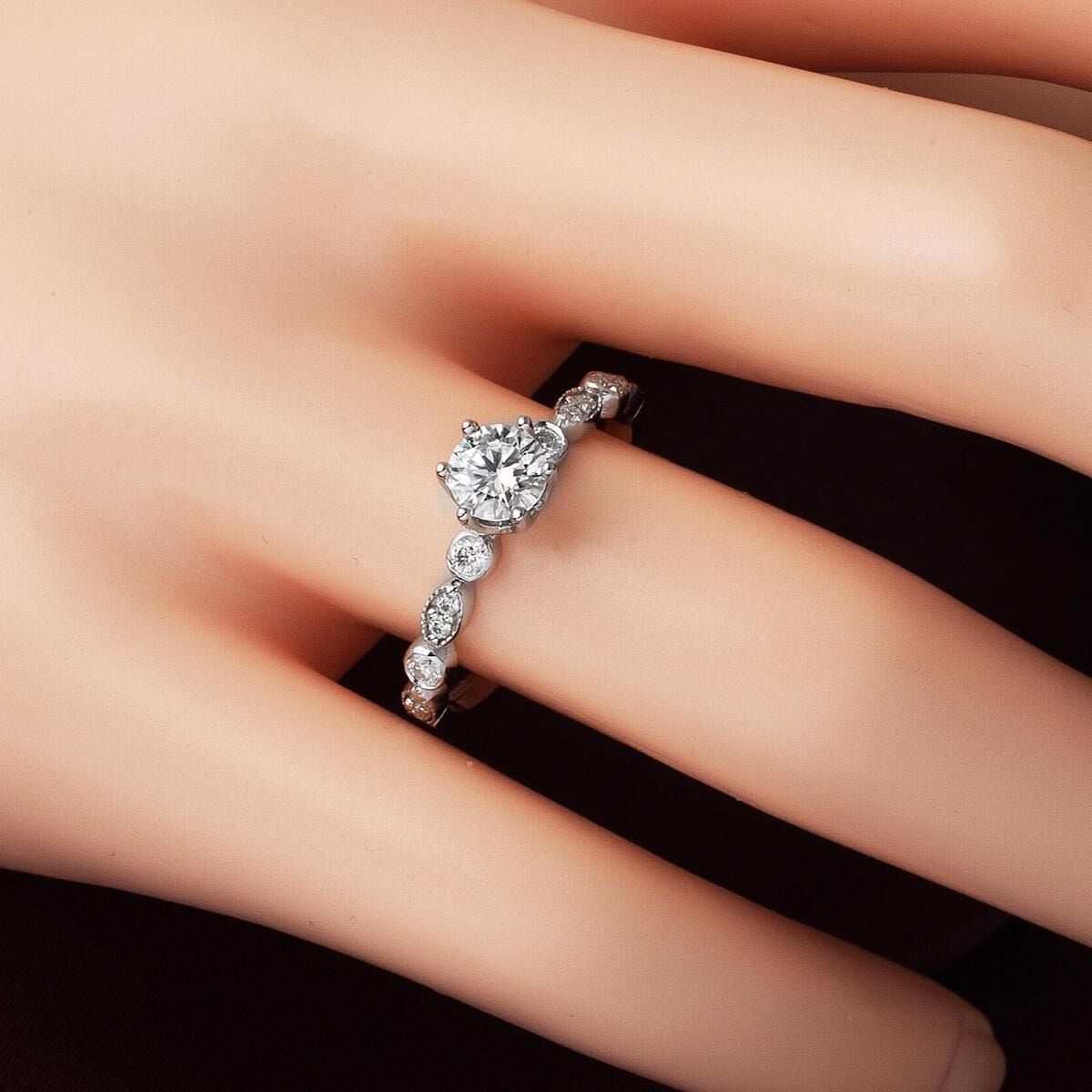 14K White Gold 0.38 Ct Solitaire Baguette Diamond Ring