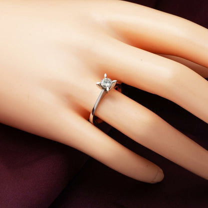 14K White Gold 0.39 Ct G Tone Almond Prong Solitaire Diamond Ring