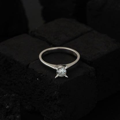 14K White Gold 0.39 Ct G Tone Almond Prong Solitaire Diamond Ring