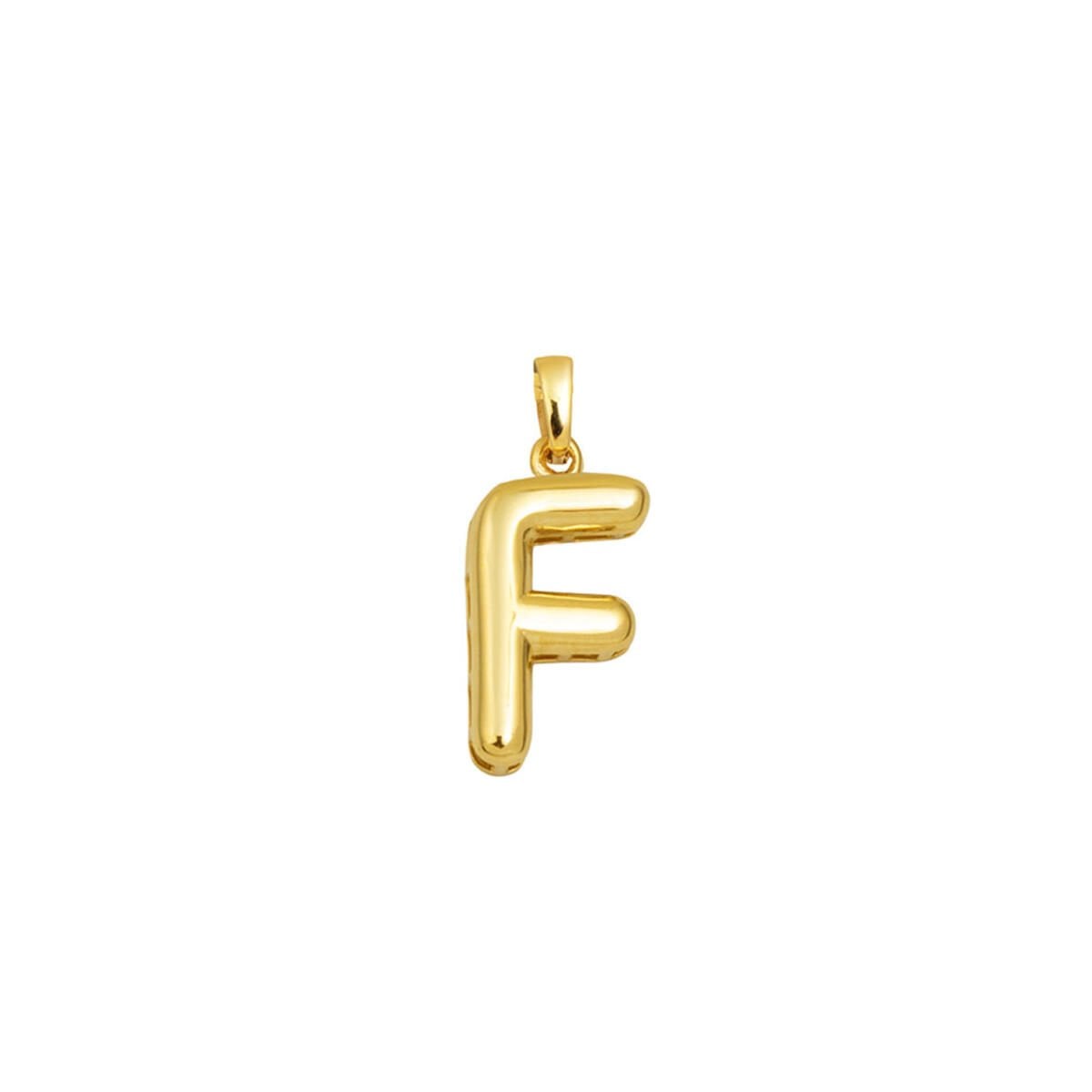 14K Yellow Gold Balloon Initial F Pendant