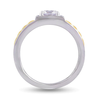 1.0 CT. TW Diamond Solitaire Braid Signet-Style Ring in 10K Two-Tone Gold