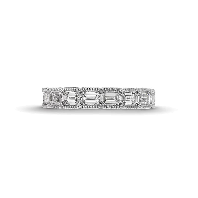 1.38 CT. TW Emerald-Cut Lab-Grown Diamond Vintage-Style Anniversary Band in 14K White Gold (F/VS2)