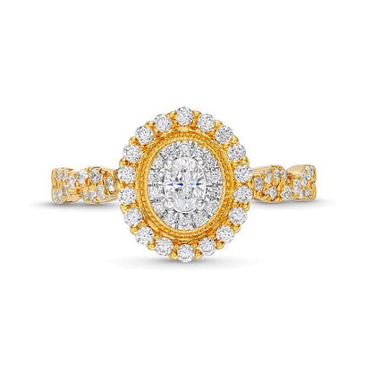 0.63 CT. TW Oval Diamond Vintage-Style Frame Twist Shank Engagement Ring in 10K Gold