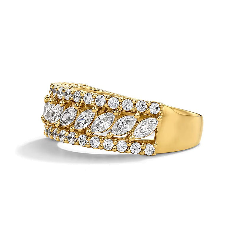 1.25 CT. TW Marquise-Cut Lab-Grown Diamond Multi-Row Anniversary Band in 14K Gold (F/VS2)