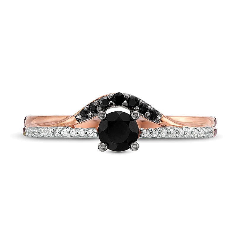 4.0mm Black Spinel and 0.05 CT. TW Diamond Contour Ring in 10K Rose Gold