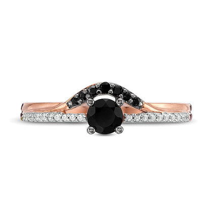 4.0mm Black Spinel and 0.05 CT. TW Diamond Contour Ring in 10K Rose Gold