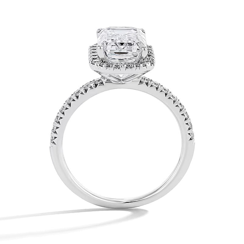 3.5 CT. TW Emerald-Cut Lab-Grown Diamond Frame Engagement Ring in 14K White Gold (F/VS2)