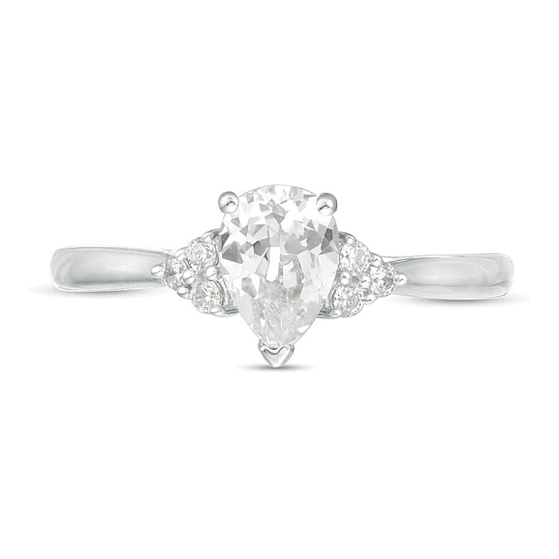 0.63 CT. TW Pear-Shaped Diamond Tri-Sides Engagement Ring in 14K White Gold