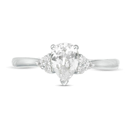 0.63 CT. TW Pear-Shaped Diamond Tri-Sides Engagement Ring in 14K White Gold