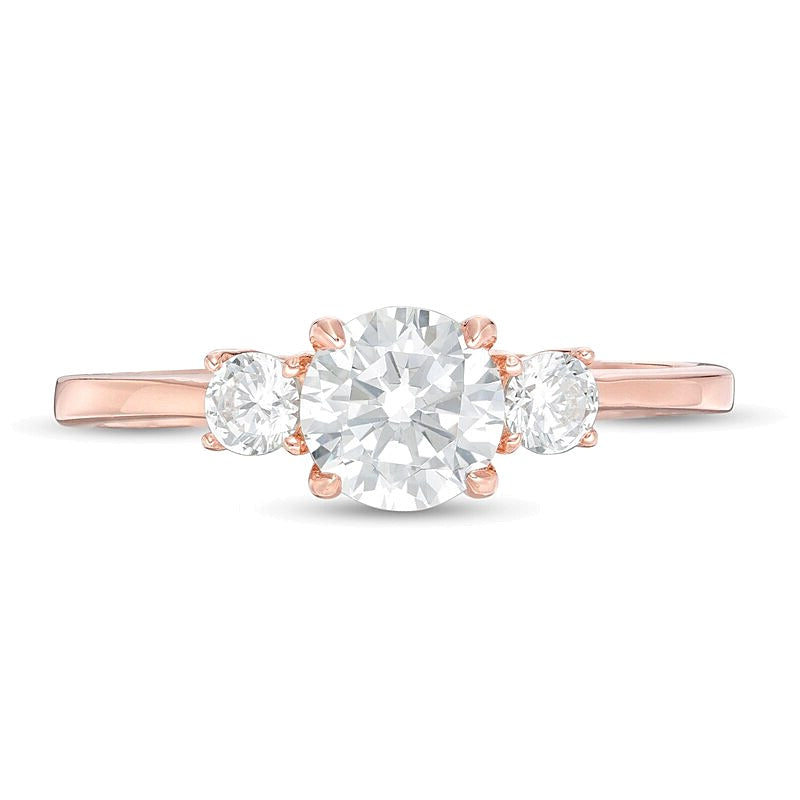 1.0 CT. TW Diamond Three Stone Engagement Ring in 14K Rose Gold