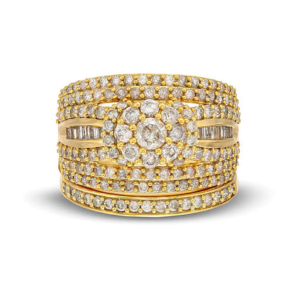 1.75 CT. TW Multi-Diamond Multi-Row Bridal Set in 10K Gold