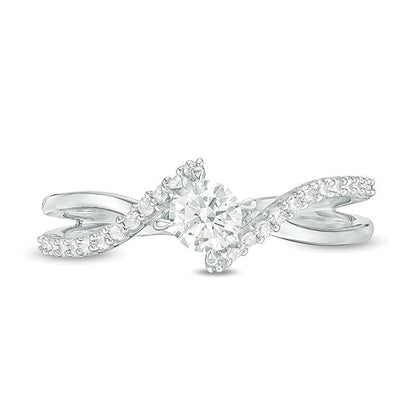 0.5 CT. TW Diamond Bypass Crossover Shank Engagement Ring in 10K White Gold