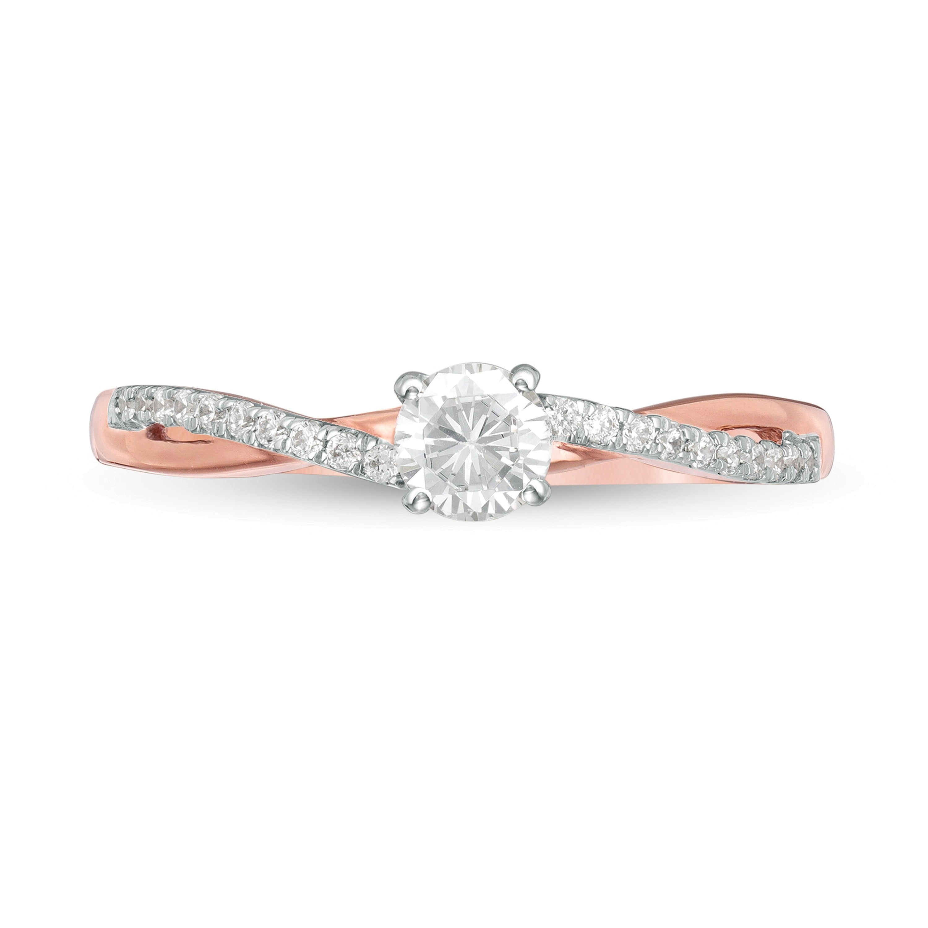 0.33 CT. TW Diamond Twist Shank Engagement Ring in 10K Rose Gold