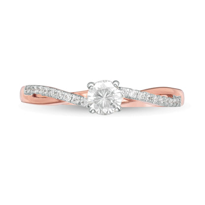 0.33 CT. TW Diamond Twist Shank Engagement Ring in 10K Rose Gold