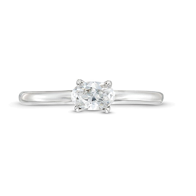 0.5 CT. Oval Diamond Sideways Solitaire Ring in 14K White Gold (I/I2)