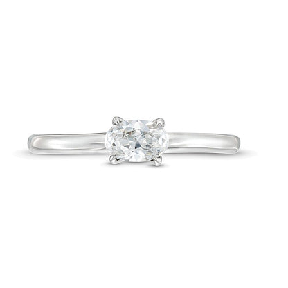 0.5 CT. Oval Diamond Sideways Solitaire Ring in 14K White Gold (I/I2)