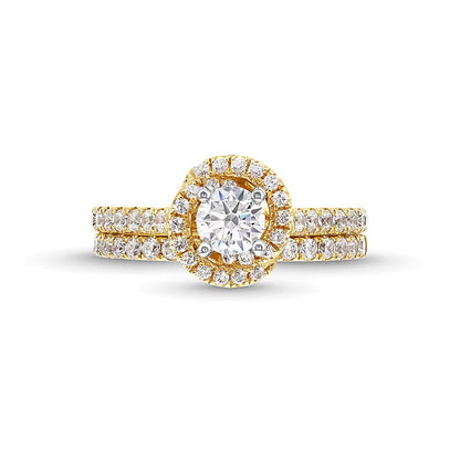 1.17 CT. TW Diamond Swirl Frame Bridal Set in 14K Gold