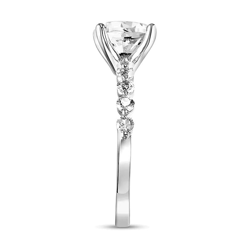 8.0mm White Lab-Created Sapphire Engagement Ring in 10K White Gold
