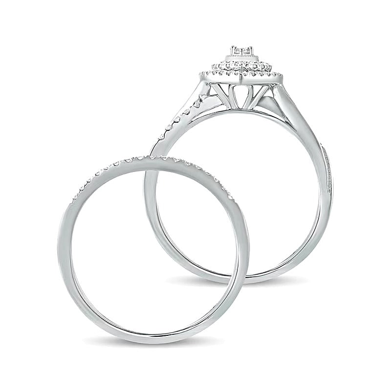 0.38 CT. TW Composite Diamond Teardrop Frame Bridal Set in 10K White Gold