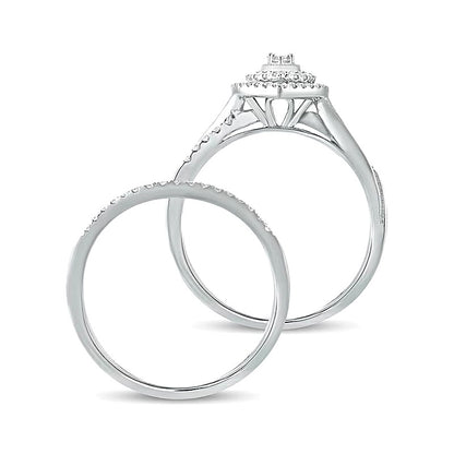 0.38 CT. TW Composite Diamond Teardrop Frame Bridal Set in 10K White Gold