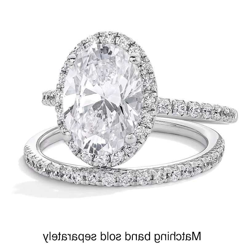 3.5 CT. TW Oval Lab-Grown Diamond Frame Engagement Ring in 14K White Gold (F/VS2)