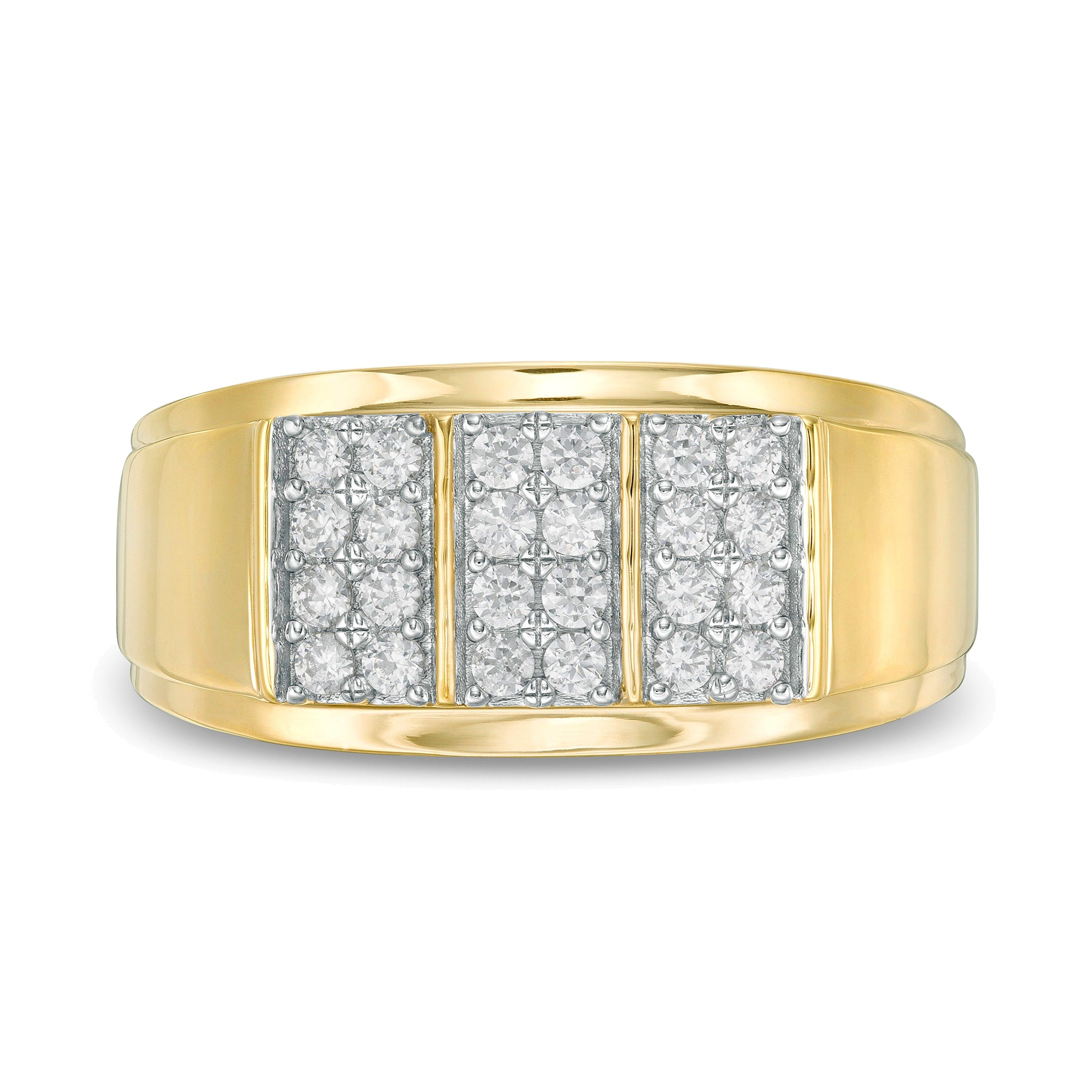 0.5 CT. TW Composite Diamond Linear Triple Row Ring in 10K Gold