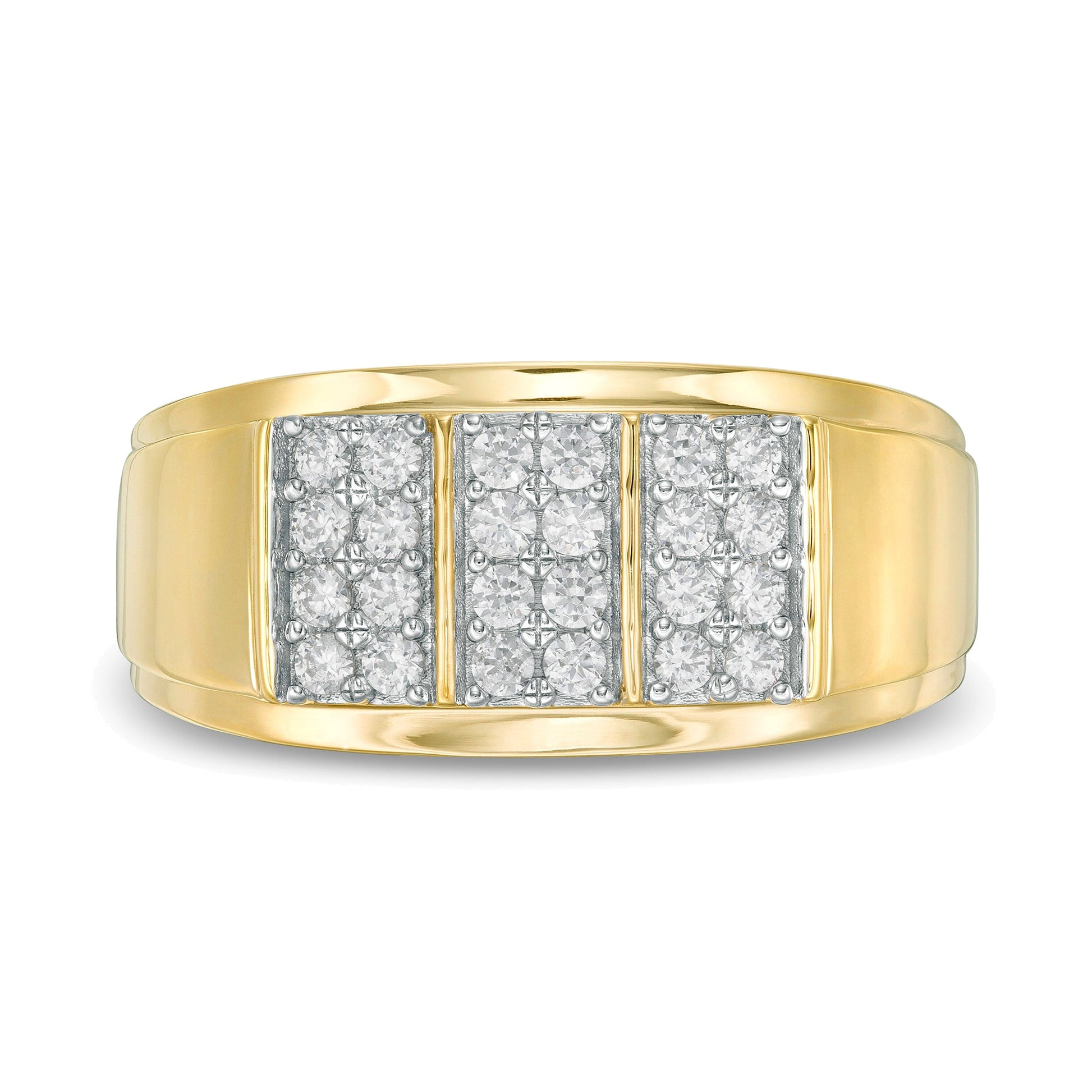 0.5 CT. TW Composite Diamond Linear Triple Row Ring in 10K Gold