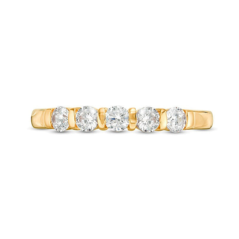 0.5 CT. TW Diamond Five Stone Vertical Bar Anniversary Band in 10K Gold