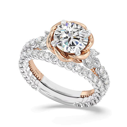 MATCHING BAND ONLY 2.75 CT. TW Lab-Grown Diamond Rose with Leaf Engagement Ring in 14K Two-Tone Gold (Copy)