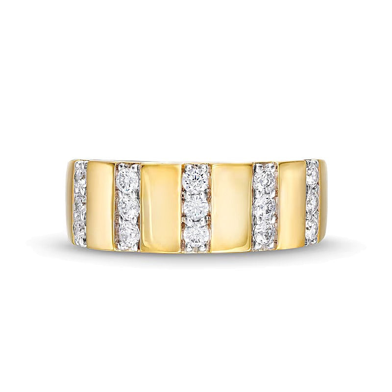 0.5 CT. TW Diamond Trio Linear Row Band in 10K Gold