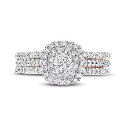 1.0 CT. TW Diamond Double Frame Multi-Row Bridal Set in 10K Rose Gold