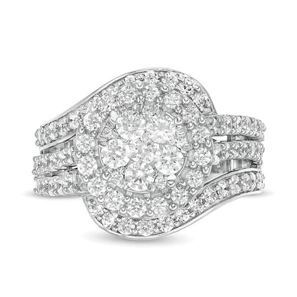 2.0 CT. TW Composite Diamond Bypass Multi-Row Split Shank Engagement Ring in 10K White Gold