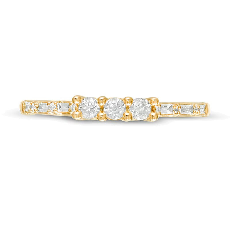 0.25 CT. TW Diamond Three Stone Promise Ring in 10K Gold