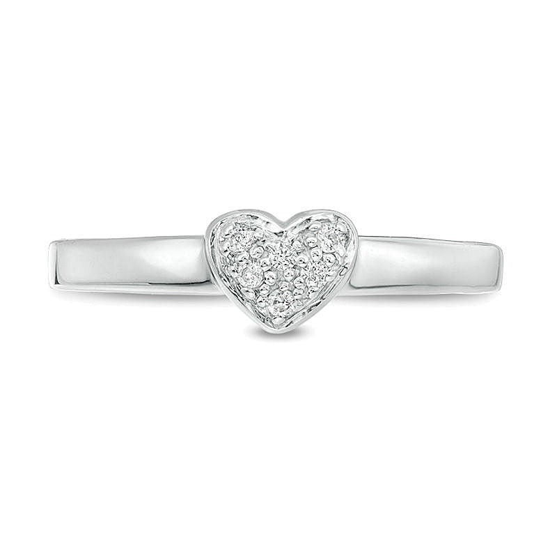 0.05 CT. TW Composite Diamond Heart-Shaped Promise Ring in 14K White Gold