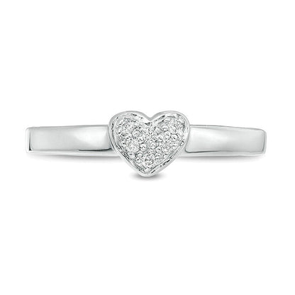 0.05 CT. TW Composite Diamond Heart-Shaped Promise Ring in 14K White Gold