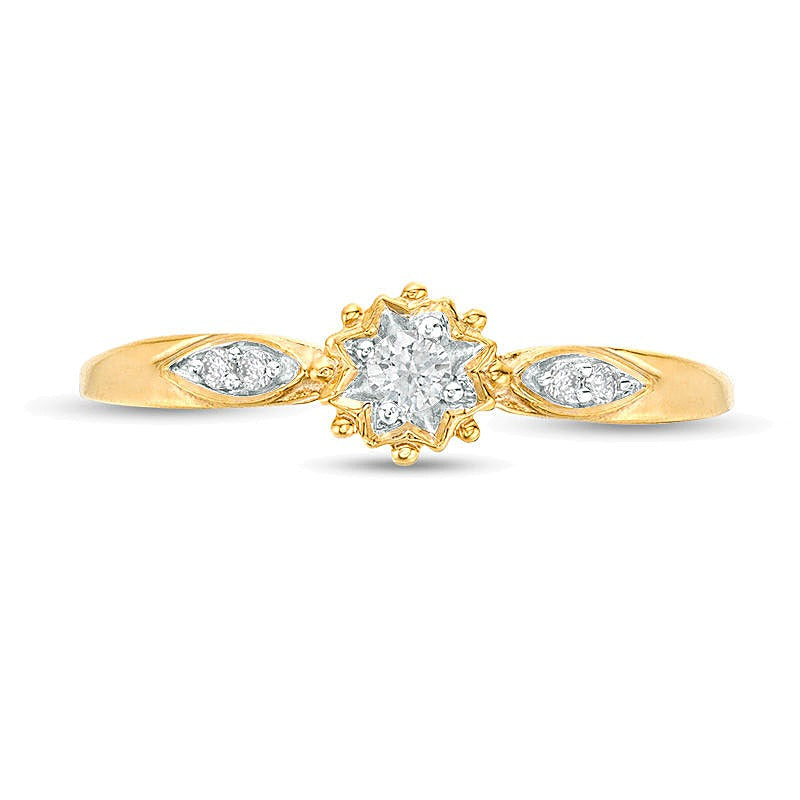 0.07 CT. TW Diamond Sunburst Promise Ring in 10K Gold