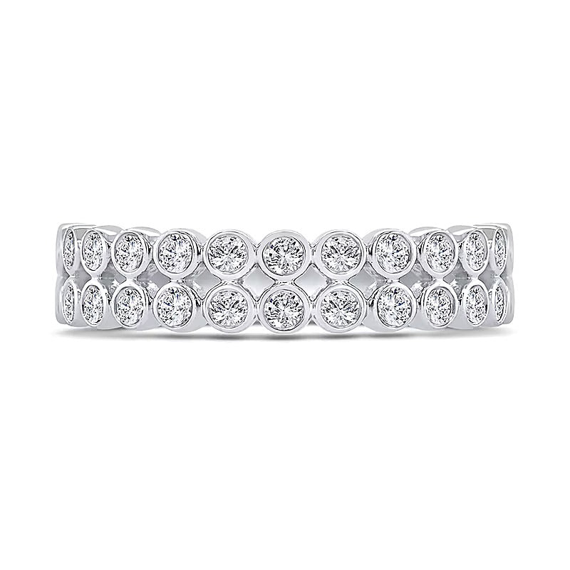 0.33 CT. TW Diamond Bezel Double Row Ring in 10K White Gold