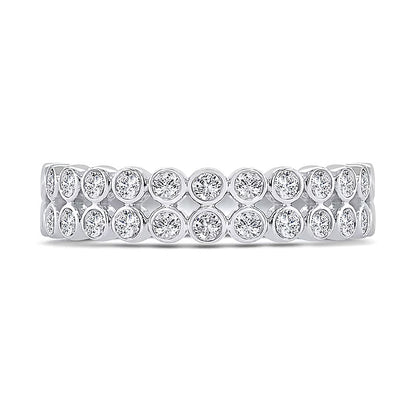 0.33 CT. TW Diamond Bezel Double Row Ring in 10K White Gold