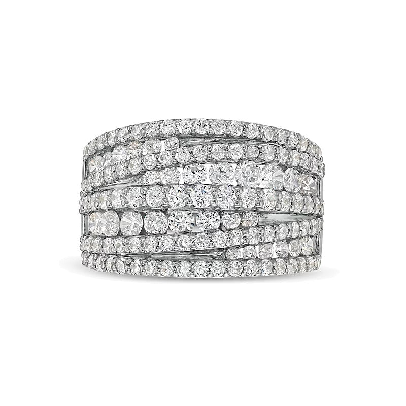 2.0 CT. TW Diamond Layered Overlay Multi-Row Band in 10K White Gold