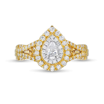 0.63 CT. TW Pear-Shaped Diamond Layered Twist Split Shank Engagement Ring in 10K Gold